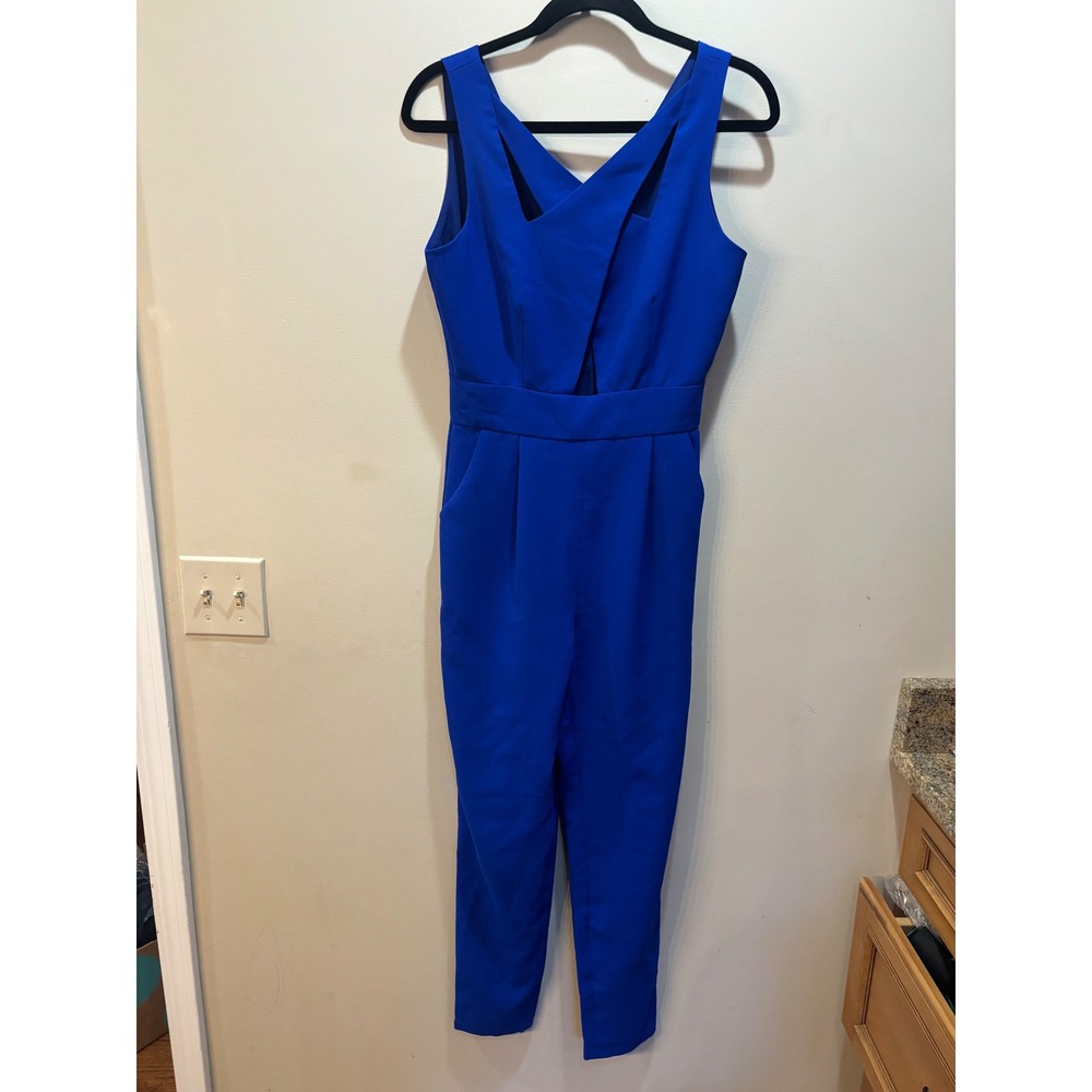 Anthropologie Elliatt Royal Blue Crossover Cutout Sleeveless Jumpsuit Small